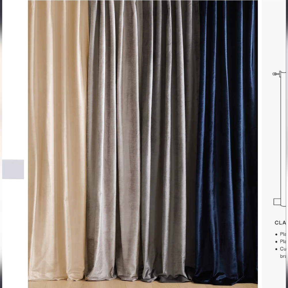 Quince Velvet Lustre luxury CURTAIN PANEL single NWT